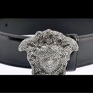 SOLD 🛑Versace Black Belt with Silver Medusa Buckle